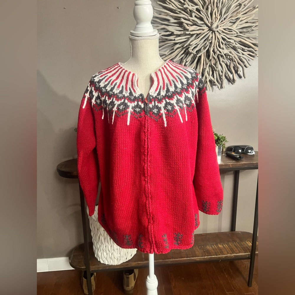Vintage Marisa Christina‎ Hand Knit Zip Up Sweater.